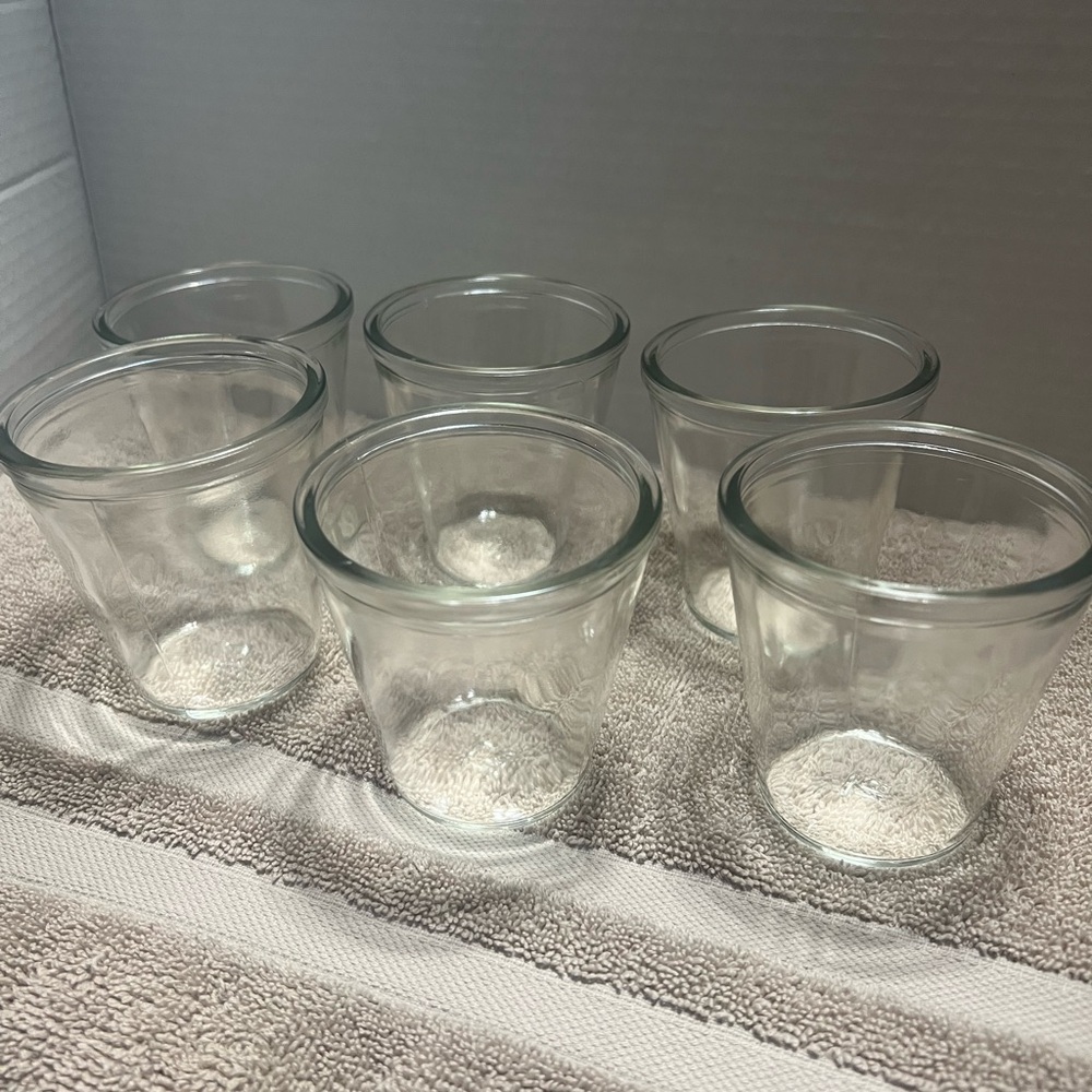 Set of 6 Clear Glass Dessert Jars